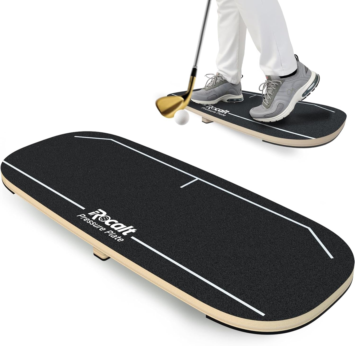 Golf Swing Training Bundle – Pressure Plate Balance Board & Click Stick Swing Trainer Golf Training Aid Set for Indoor/Outdoor Practice, Improve Tempo, Flexibility, Strength & Swing Accuracy