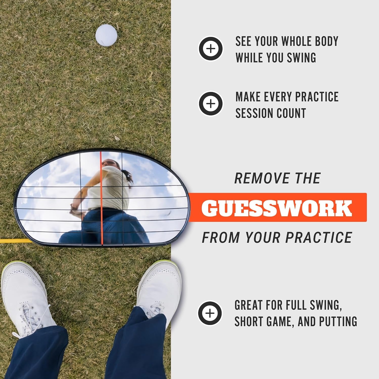 Golf Training Aid Bundle – Includes the Putting Thing for Stroke Accuracy & Alignment Mirror with 2 Rods for Improved Swing Setup, Posture, and Consistent Alignment for Better Golf Performance