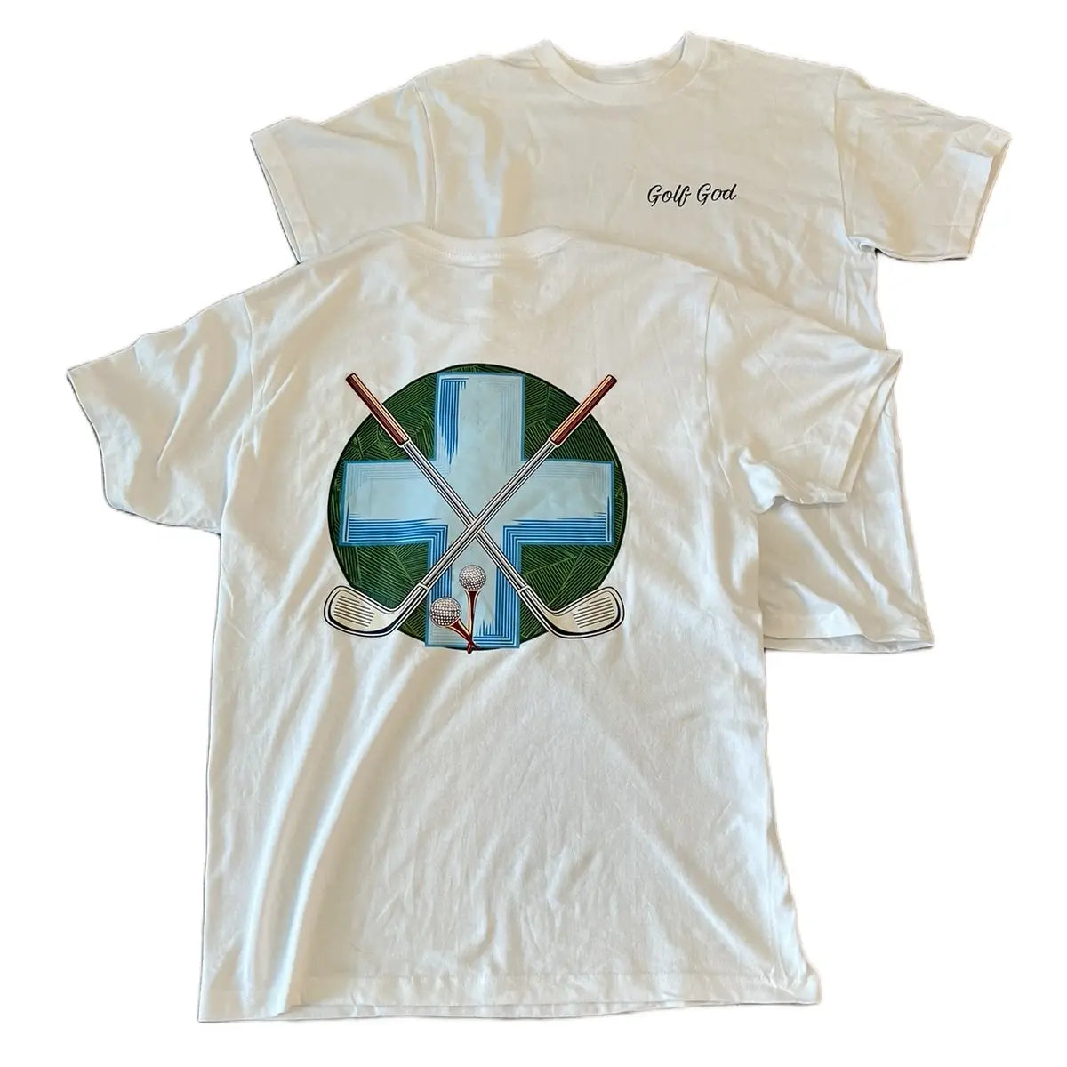 Golf God Cross Summer Collection Tee White Breathable Stylish Tshirt Letters Cartoon