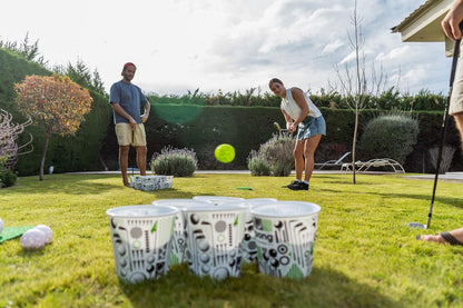 Par Pong Backyard Golf Chipping Game – Outdoor Golf Game with 12 Buckets, 2 Hitting Mats & Golf Balls – for Adults, Tailgating, BBQ, Parties & Gifts for Golfers.