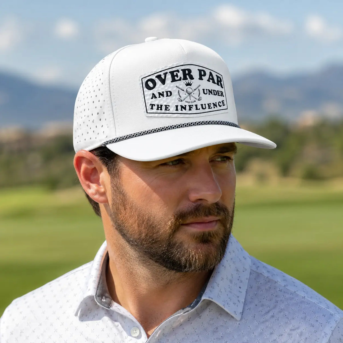 Over Par and under the Influence Performance Golf Hat - Funny Golf Cap, Adjustable & Stylish Premium Golf Hats