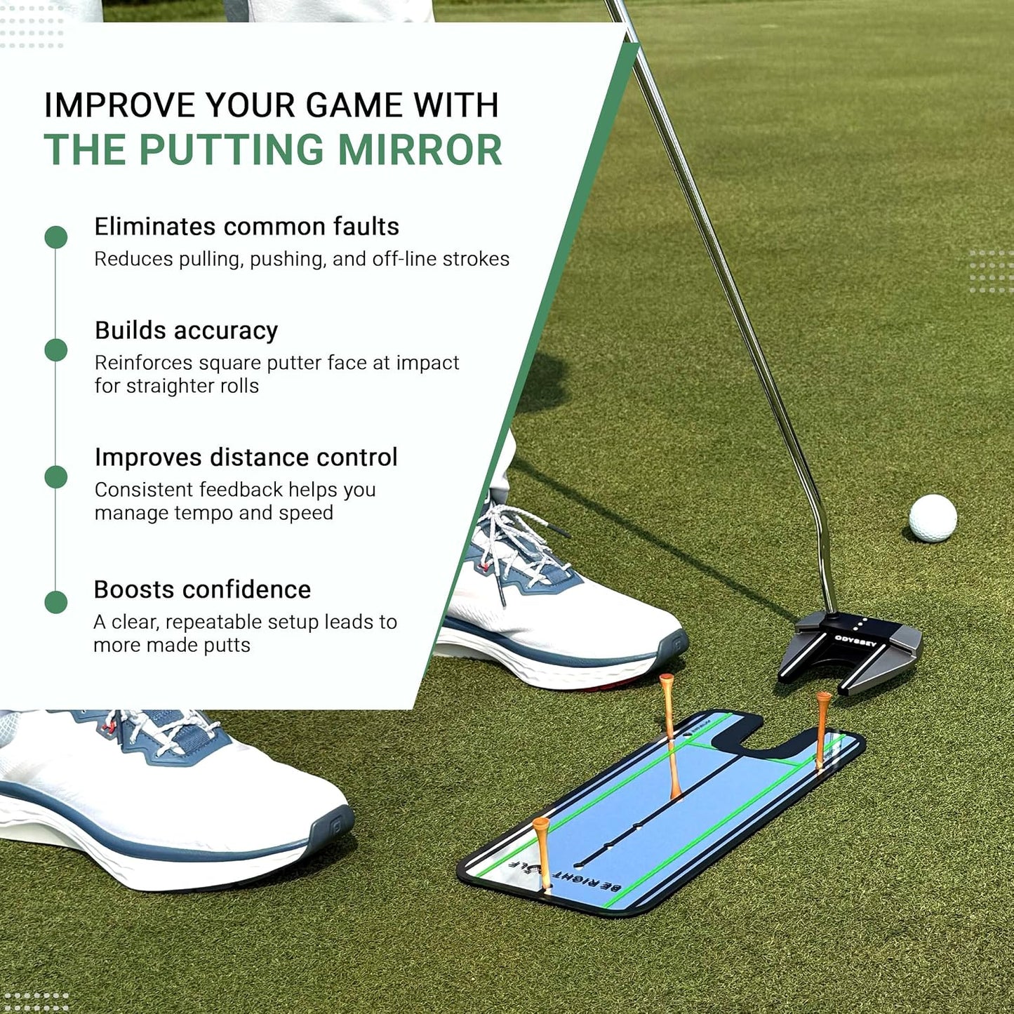 Golf Putting Mirror - Alignment Training Aid for Indoor & Outdoor Practice