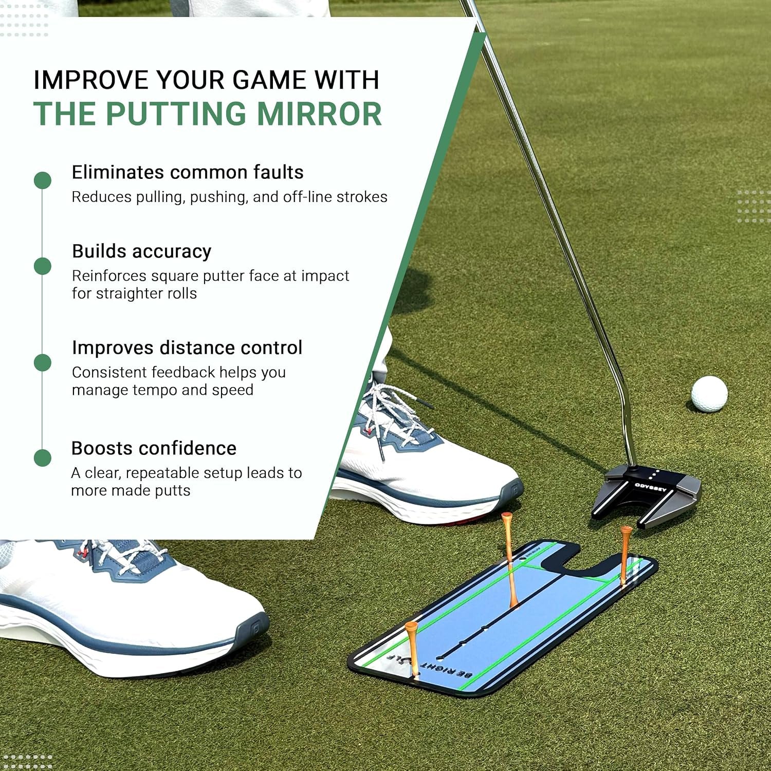 Golf Putting Mirror - Alignment Training Aid for Indoor & Outdoor Practice