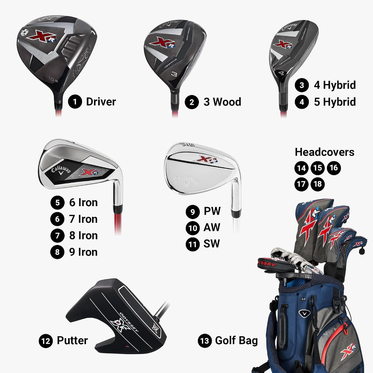 Callaway 2023 XR 13-Piece Complete Set (Blue/Red, Right, Graphite, Light)