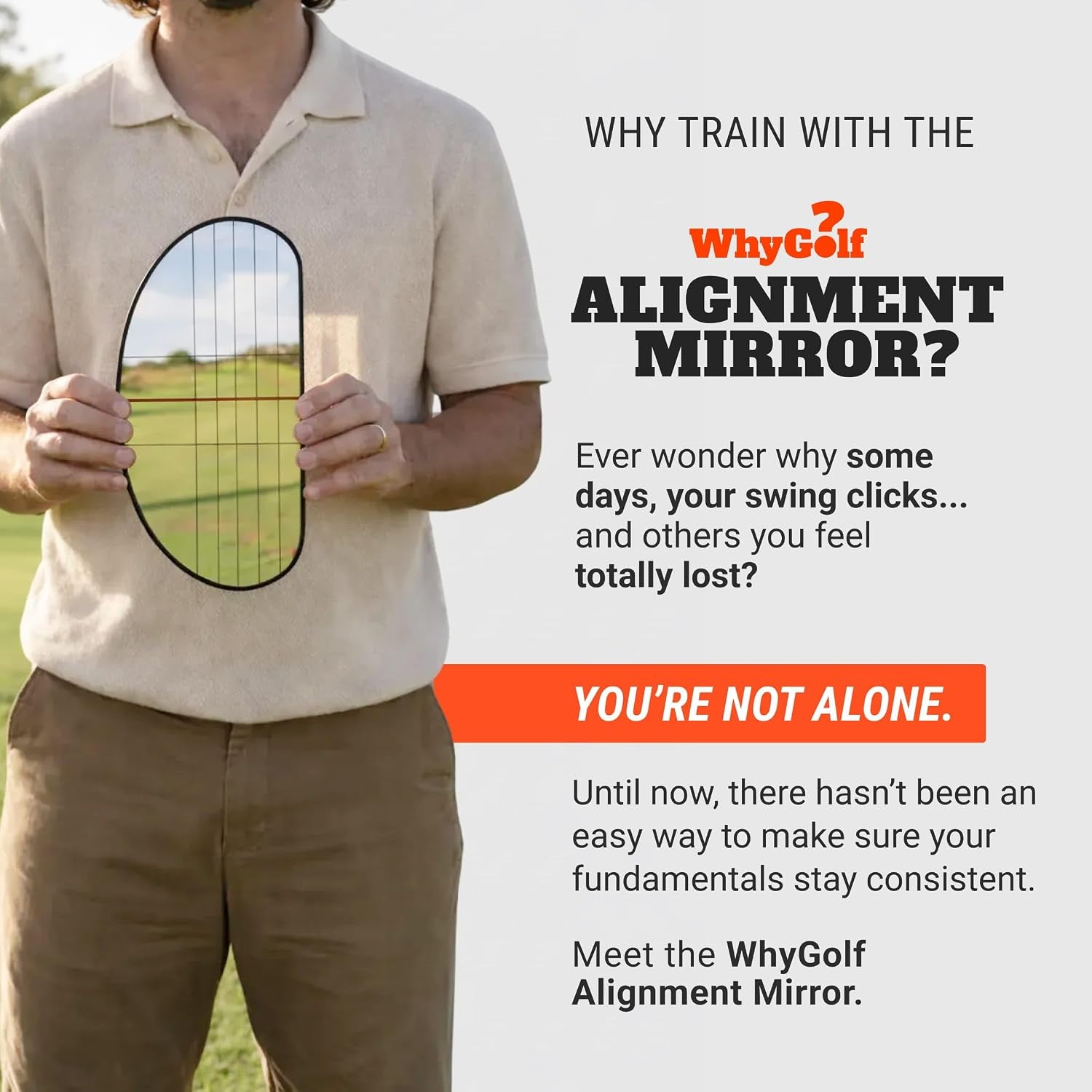 Alignment Mirror with 2 Alignment Rods, Portable Golf Training Aid for Swing and Putting Practice, Indoor or Outdoor Golf Tool and Mirror Trainer for Consistent Setup and Backswing