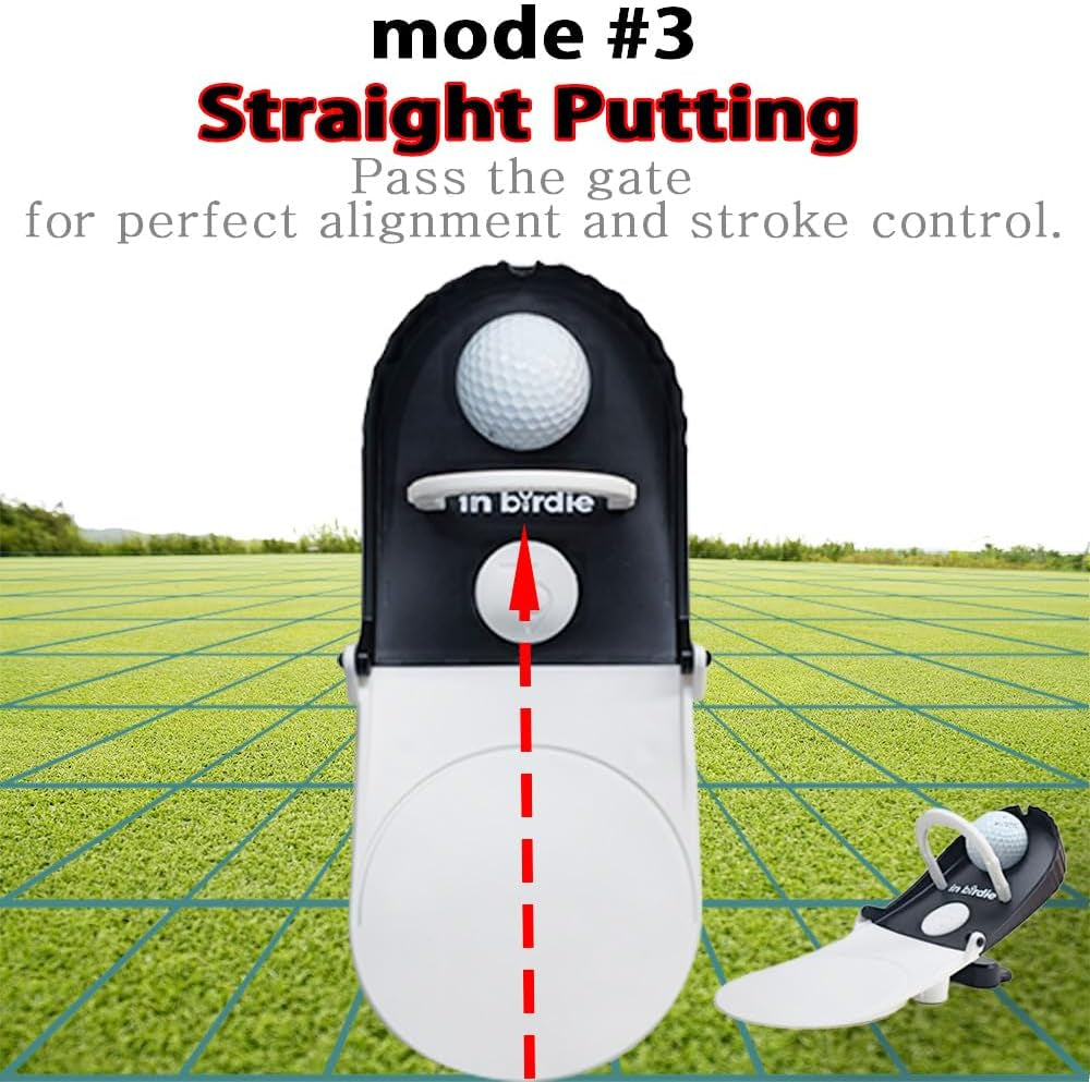 In Birdie Putting Trainer – Indoor Golf Putting Aid with 3 Practice Modes (Uphill, Downhill, Straight) – Micro Target Design for Accuracy – Portable & Foldable Golf Training Equipment for Home, Office