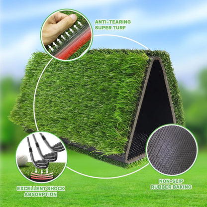 COSPOPTIC Golf Hitting Mat with Swing Path Feedback, Heavy-Duty Rubber Base Anti-Slip Golf Training Mat, Extra Replaceable Surface, Portable Practice Mat for Home Office Garage Yard Indoor Outdoor