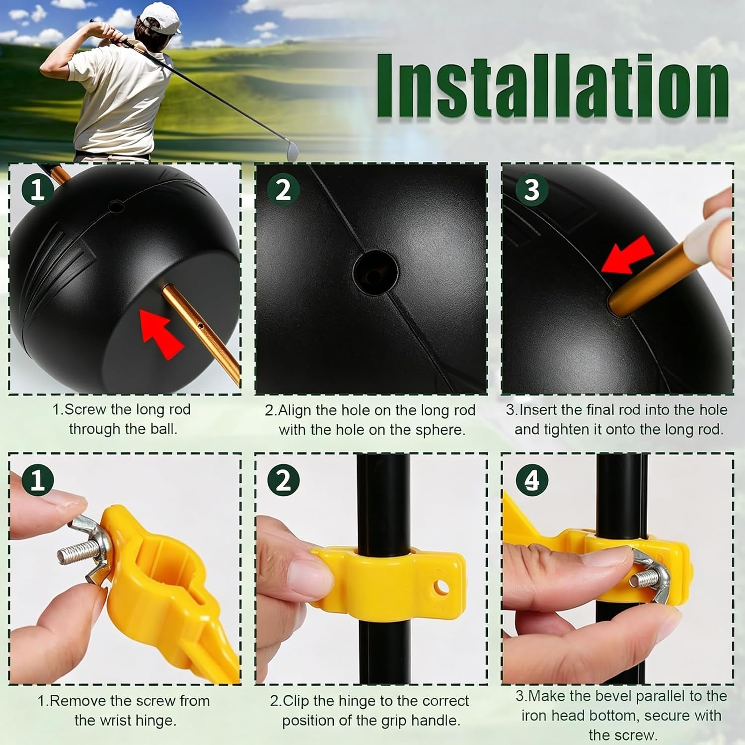 The Connector Golf Training Aid - 2 Pcs Golf Swing Trainer Aid for Posture Correction Practice, Suitable for Golfers of All Levels Looking (The Connector Golf Training Aid) (2)