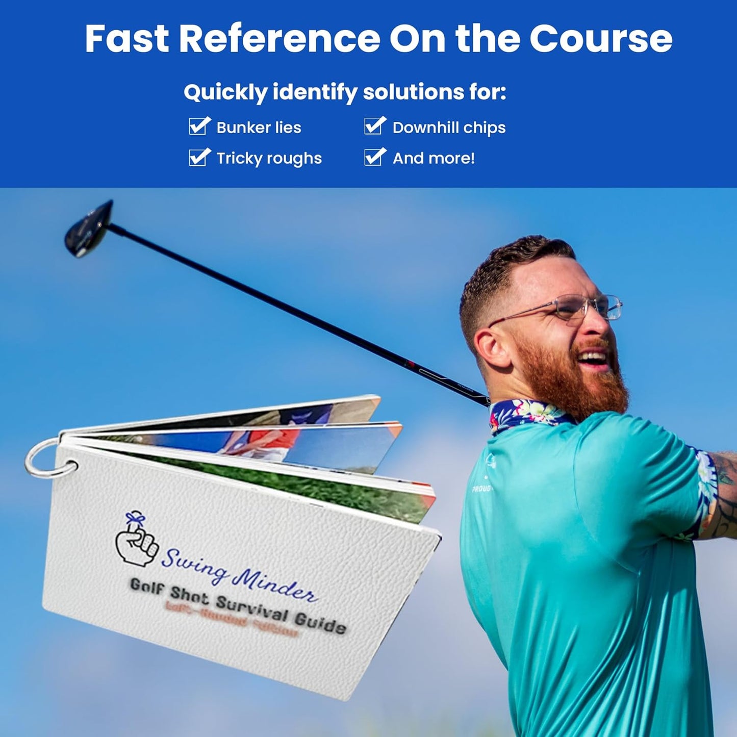 Golf Reference Cards - How to Hit 33 of Golf'S Hardest Shots | Know the Right Shot before You Swing - Step-By-Step Guidance with Visuals - Waterproof Cards That Clip Right to Your Bag