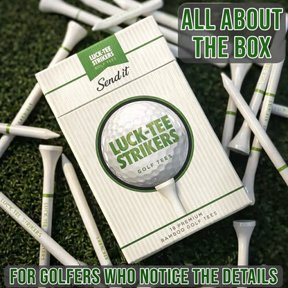 Luck-Tee Strikers Flip-Top Golf Tee Holder | Vintage-Style Pocket Case with 18 Bamboo Tees | Unique Golf Gift for Men, Cool Fathers Day Gift Golf Accessories