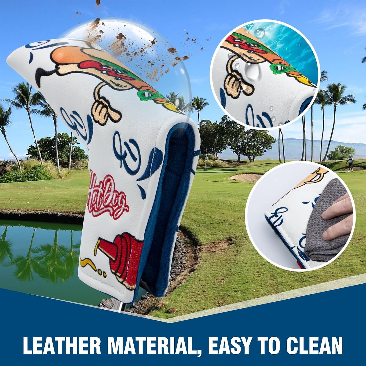 Putter Covers Hotdog Mallet Putter Headcover Blade Putter Covers Leather Golf Headcover with Magnetic Golf Club Cover for All Brand