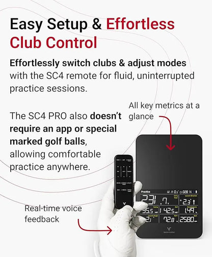 SC4 PRO Launch Monitor + 3D Driving Range Simulator