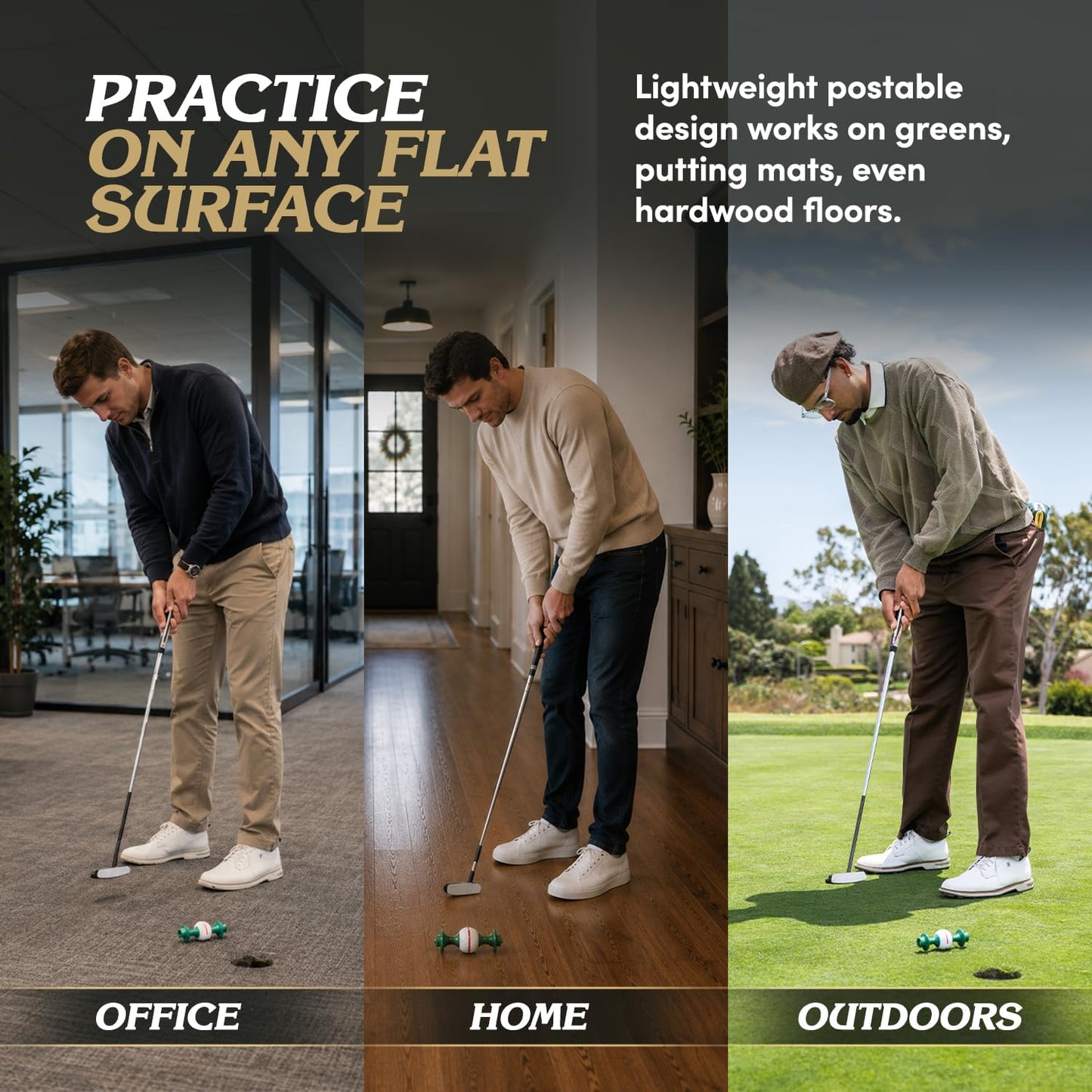 Putting Trainer – Alignment Gate That Reveals Push, Pull & Face Angle, Indoor Outdoor Golf Training Aid for Start Line & Roll Consistency, Right- or Left-Handed, Smart Golf Gift