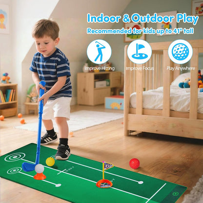 24 Pcs Golf Clubs Set, Golf Toys, Birthday Gift for Boys and Girls | 4 Plastic Golf Clubs and 10 Golf Balls with Cart, Indoor & Outdoor Golf Toy Set, Sports Toys for Boys and Girls, Blue