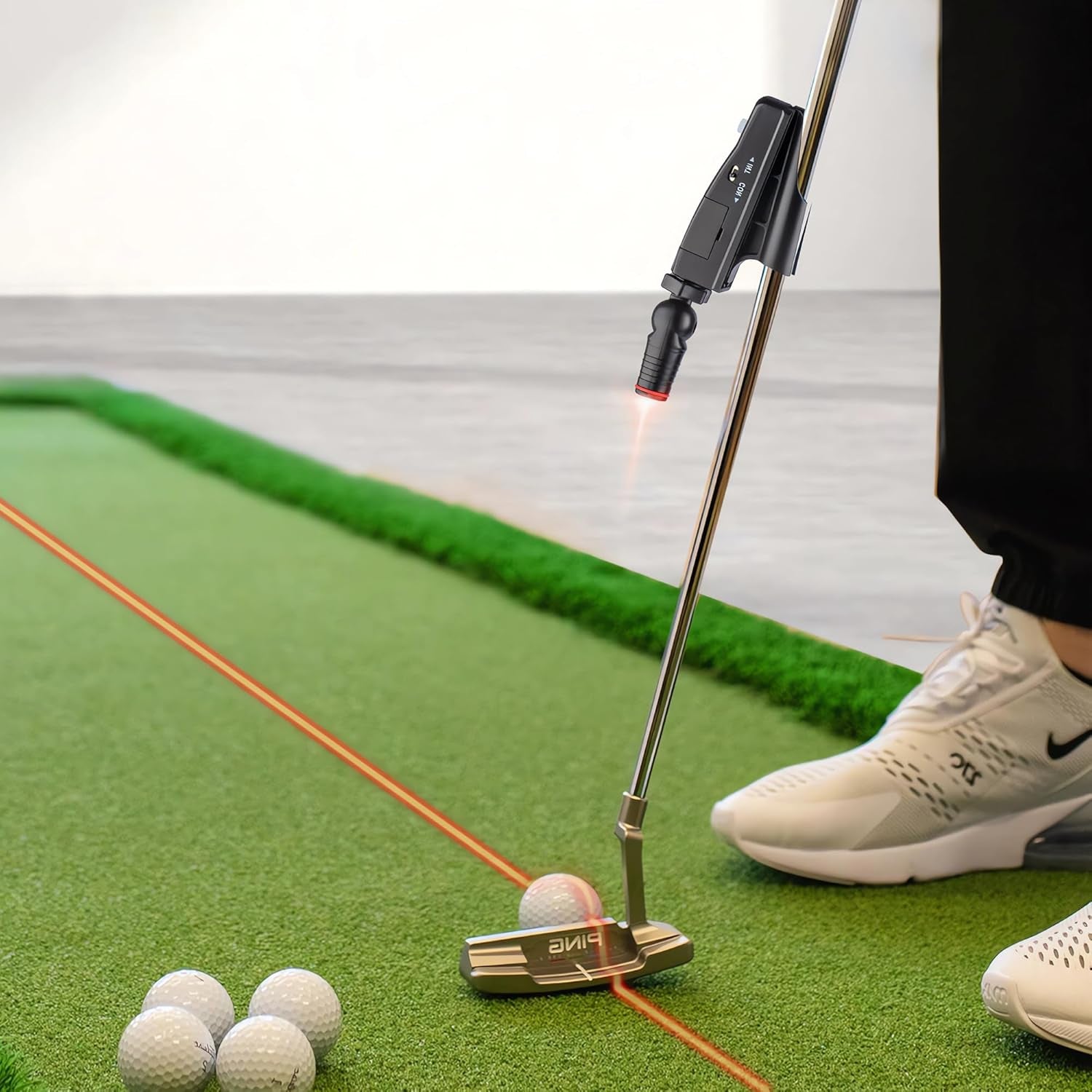 Indoor Golf Putting Training Aid with Two Modes, Alignment Tool for Precision Putting, Red Line Putting Trainer, Cool Golf Gift for Golfers