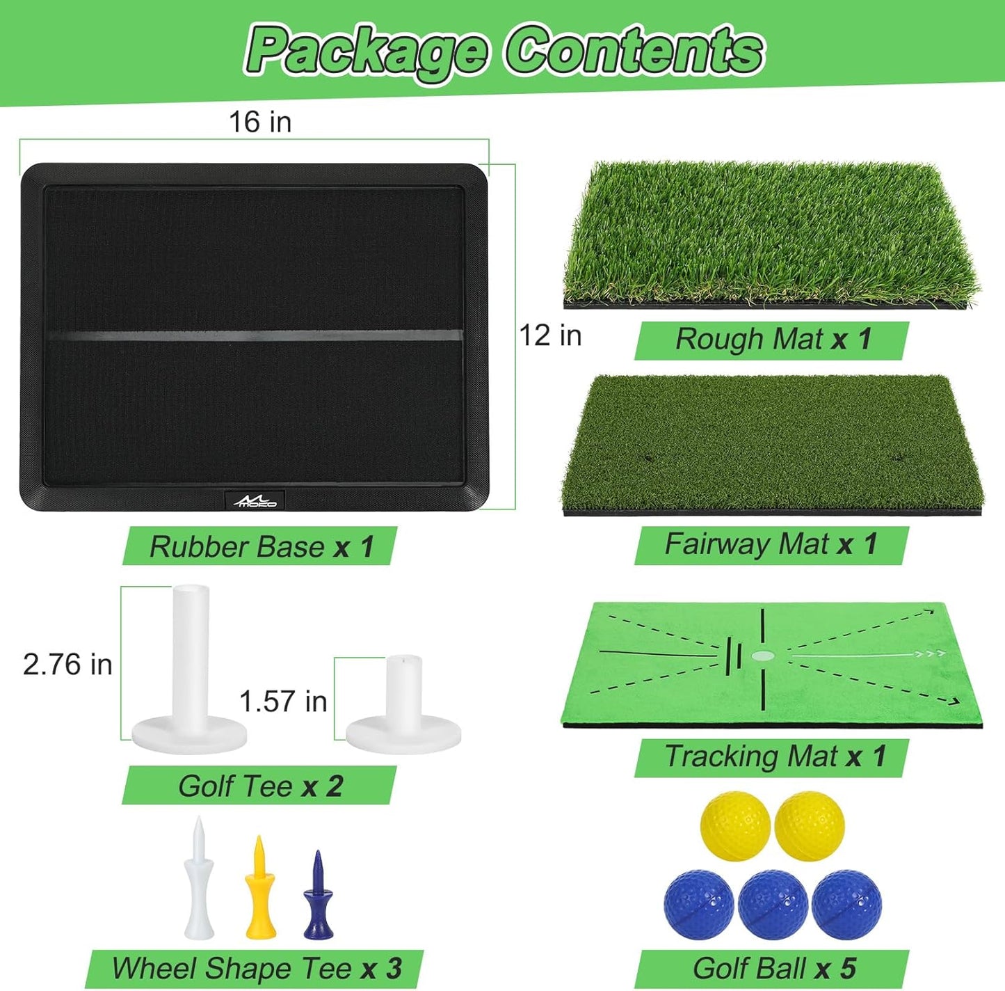 Golf Hitting Mat, Golf Practice Mat for Swing Path Feedback, Extra Replaceable Training Mats with Non-Slip Heavy Duty Rubber Base, Golfer Gifts for Men Women Outdoor Indoor