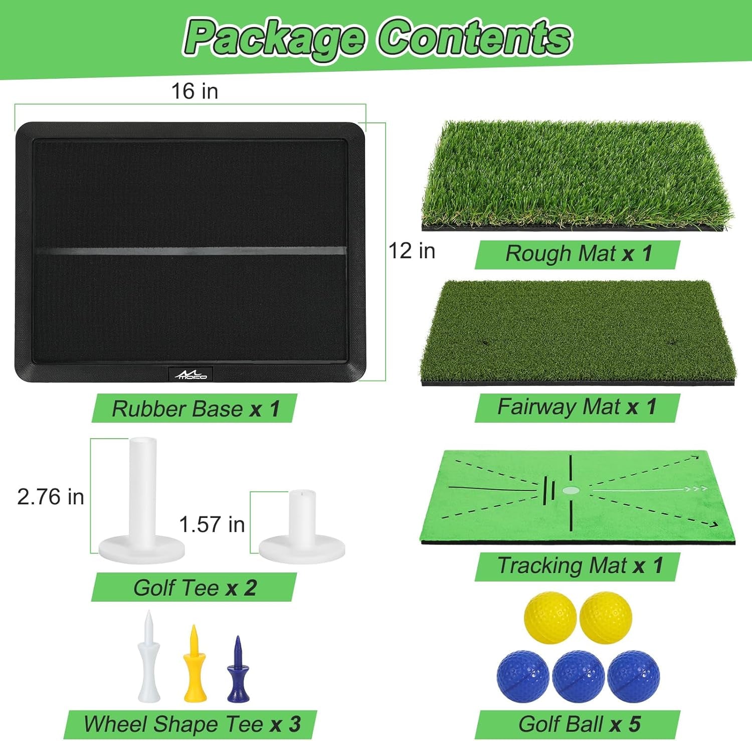 Golf Hitting Mat, Golf Practice Mat for Swing Path Feedback, Extra Replaceable Training Mats with Non-Slip Heavy Duty Rubber Base, Golfer Gifts for Men Women Outdoor Indoor