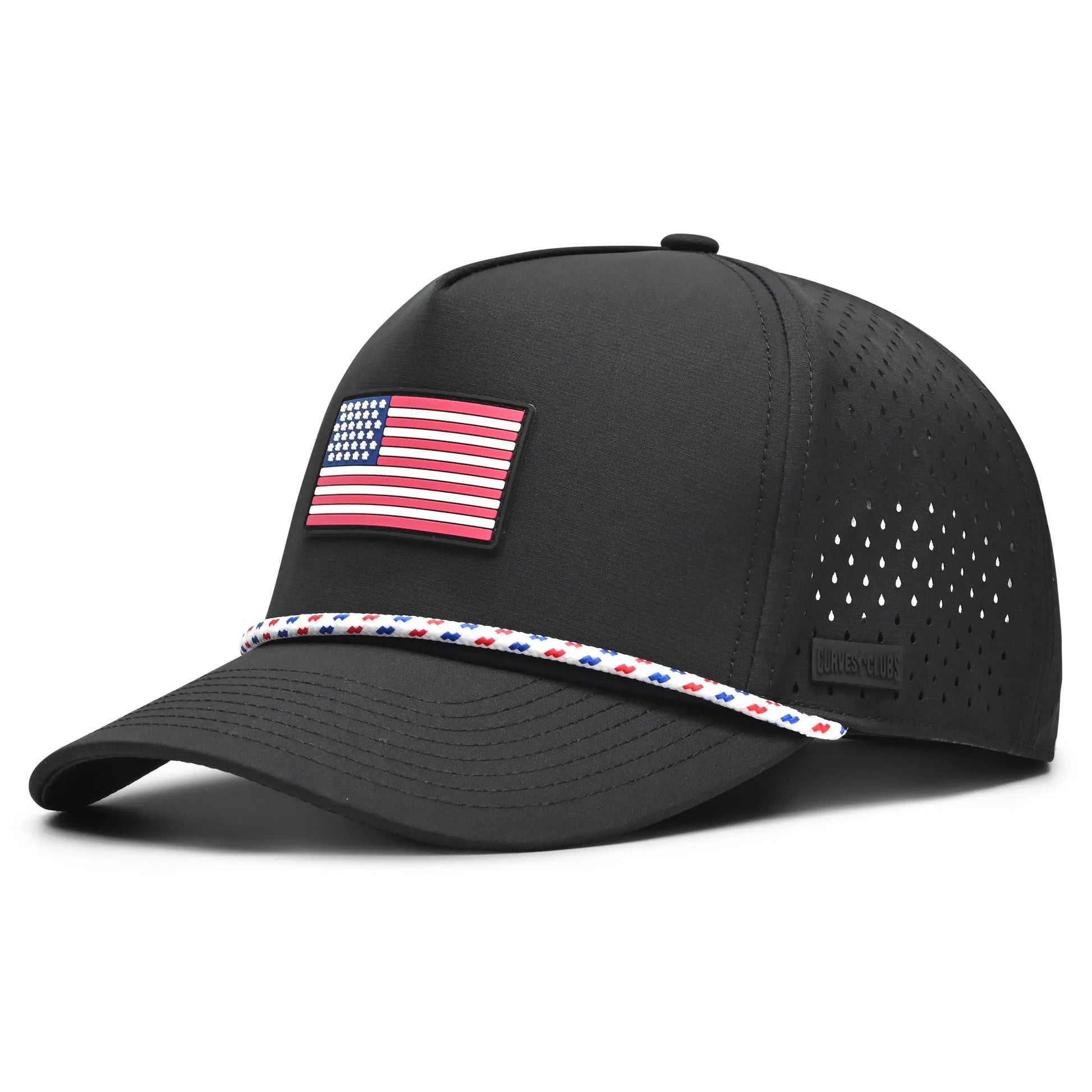 Curves & Clubs Patriotic White American Flag Polyester Snapback Hat - Adjustable 1-Size-Fits-All Cap, High-Quality Sports & Outdoor Accessory, Father'S Day Gifts for Men, Men'S Golf Accessories, Men'S Accessories