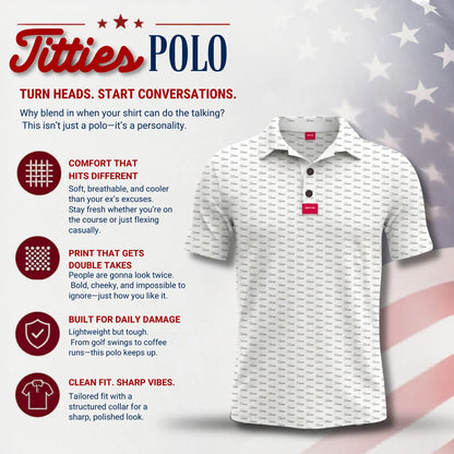 Titties Golf Polo - Funny Golf Shirts for Men - Funny Golf Polos for Men - Mens Funny Golf Shirts - Golf Shirt Funny