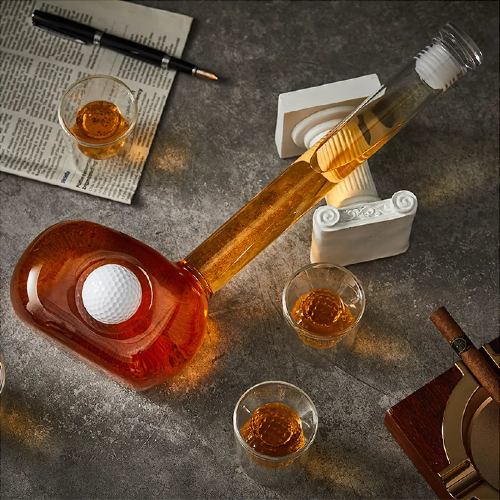 CRAFTGEN Golf Whiskey Decanter Set with Glasses | Golf Gifts for Men