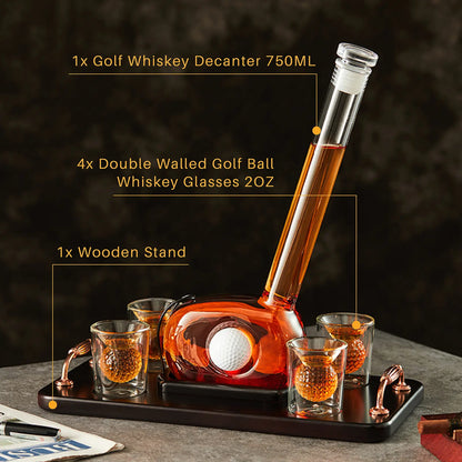 CRAFTGEN Golf Whiskey Decanter Set with Glasses | Golf Gifts for Men