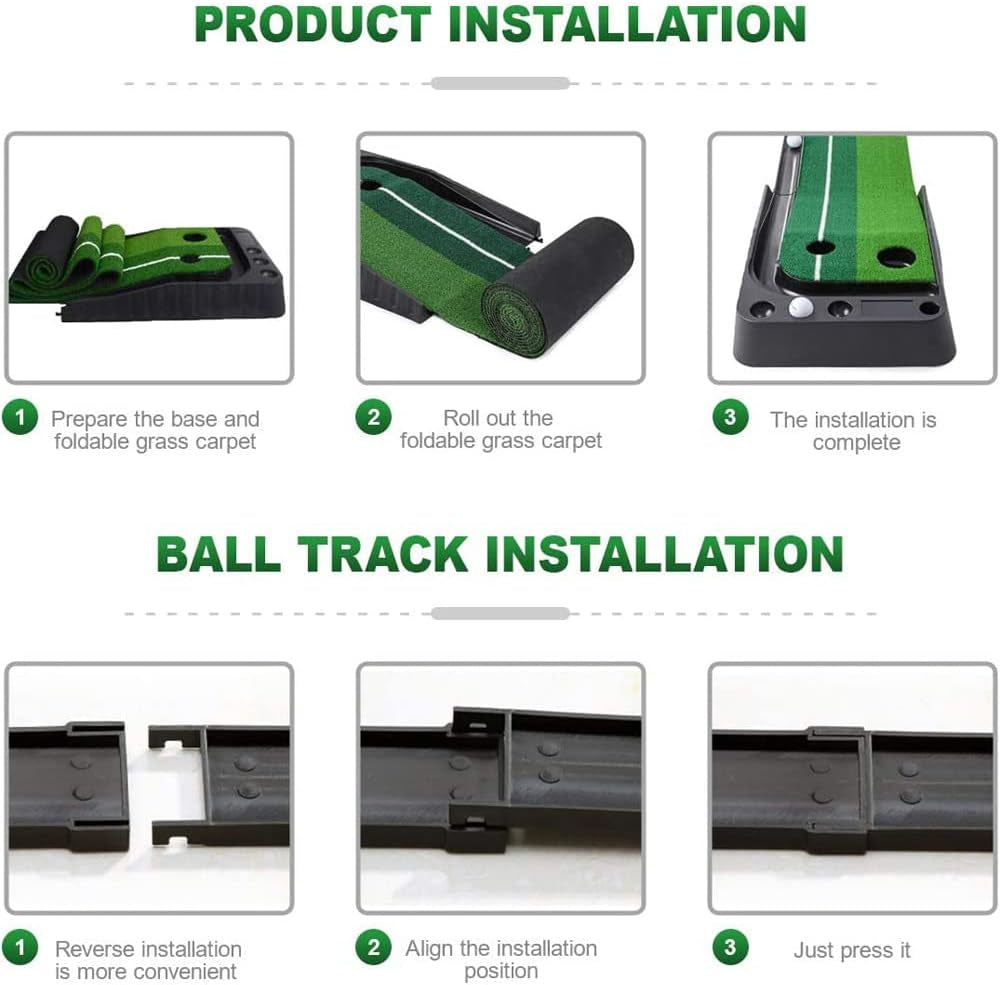 Indoor Golf Putting Green Golf Training Putting Mat Tracks with Auto Ball Return