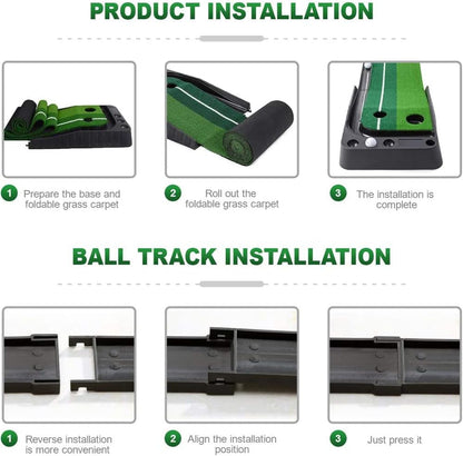 Indoor Golf Putting Green Golf Training Putting Mat Tracks with Auto Ball Return