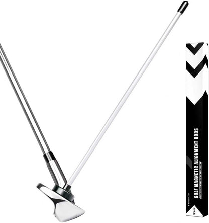2 Pack Professional Golf Magnetic Alignment Rods, Premium Alignment Golf Stick Ideal for Aiming, Magnetic Swing Training Aid Accessories for Putting and Swing Practice