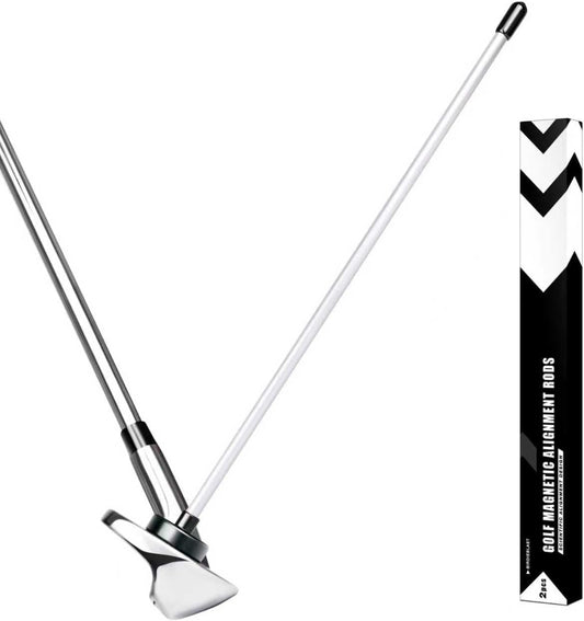 2 Pack Professional Golf Magnetic Alignment Rods, Premium Alignment Golf Stick Ideal for Aiming, Magnetic Swing Training Aid Accessories for Putting and Swing Practice