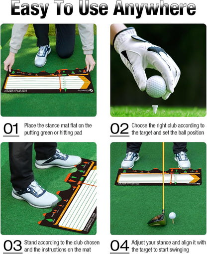 Golf Training Mat for Beginners Posture Assistance and Entry-Level Stance Corrector Trainer with Golf Training Aid