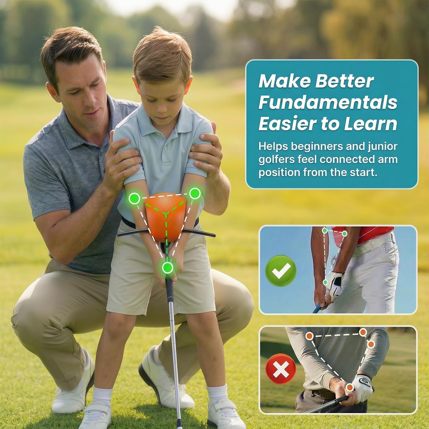 Connector Golf Swing Trainer for Posture Correction and Arm Alignment, Golf Training Aid for Proper Swing Mechanics, Golf Swing Ball Training, Golf Connector Ball Practice, All Skill Levels