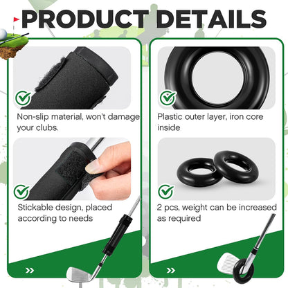 Golf Club Weights Golf Swing Weights for Practice and Warm up Swing Trainer Rings with 2 Pcs Weighted Donut Accessory Equipment Tool for Clubs