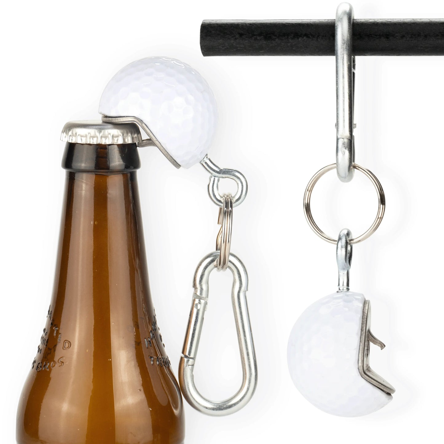 Golf Ball Bottle Opener Made from a REAL Golf Ball, Clips to Golf Bag or Makes a Good Keychain