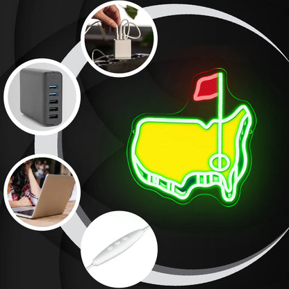 Golf Map Neon Sign, USB Powered Neon Light, Neon Sign for Man Cave Bar Pub Beer Lift, Wall Decoration, Home Decor, Room Decor, Neon Accent Lights, Led Neon Lights, Atmosphere Lighting, Decorative Atmosphere Light, Decorative Ambiance Lighting