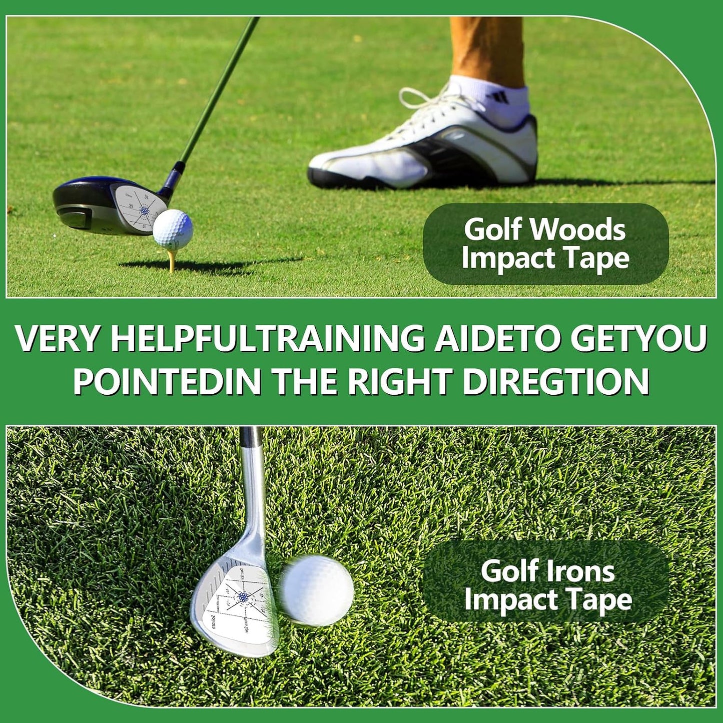 Golf Impact Tape, 300 Pcs Club Impact Stickers for Woods Irons and Putters No Residue Golf Accessories for Swing Practice (300PCS)