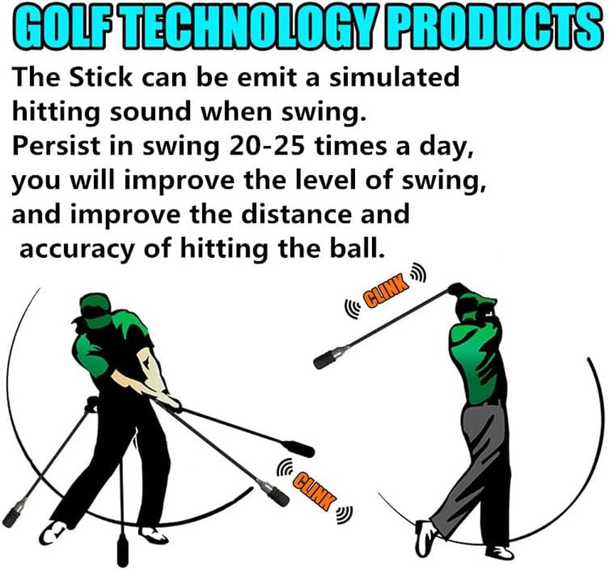 Golf Swing Trainer, Golf Training Aid for Tempo Practice, Weighted Golf Click Stick Helps Enhance Strength, Improve Swing Rhythm & Maintain Balance, Golf Grip Trainer