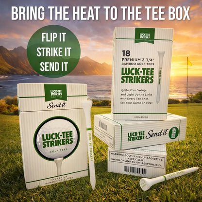 Luck-Tee Strikers Flip-Top Golf Tee Holder | Vintage-Style Pocket Case with 18 Bamboo Tees | Unique Golf Gift for Men, Cool Fathers Day Gift Golf Accessories