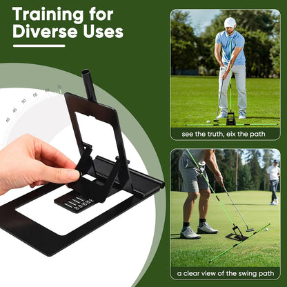 Golf Alignment Sticks Holder with Angle Adjustment, Golf Training Aid with Golf Alignment Stick, Weighted Golf Swing Training Aid Golf Trainer for Putting, Swing, Aiming