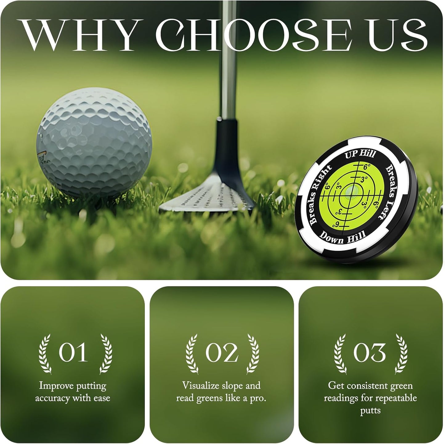 Golf Ball Marker with Bubble Level for Putting Green – Golf Accessories for Men, Putting Alignment Aid & Golf Ball Markers Gifts, Premium Training Tool | Smartlevel Upgrade