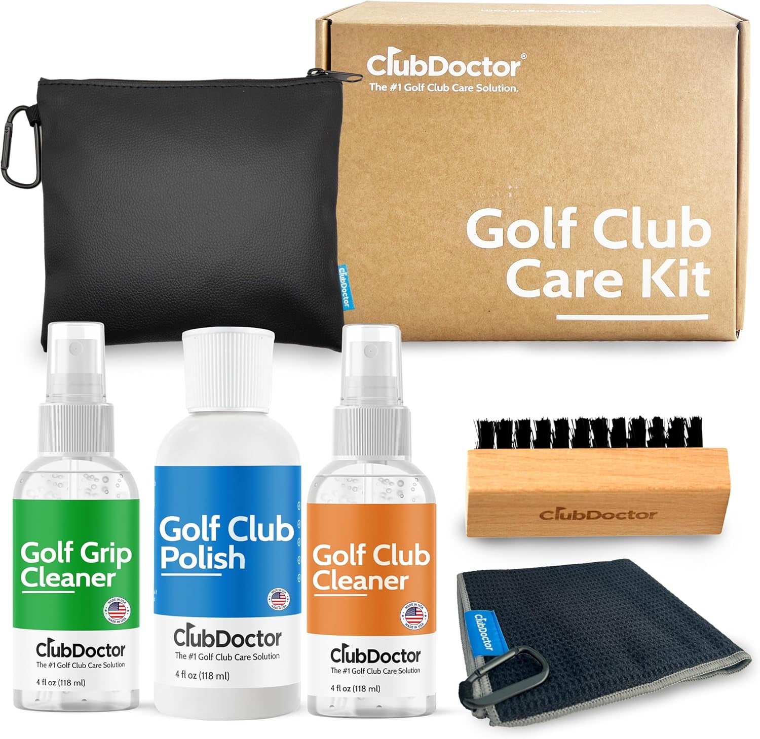 Golf Club Care Kit – Clean, Polish, and Restore Irons, Drivers, Putters – Scratch, Scuff, Rust Remover – Complete Golf Club Maintenance Kit with Grip Cleaner, Club Cleaner, and Polish
