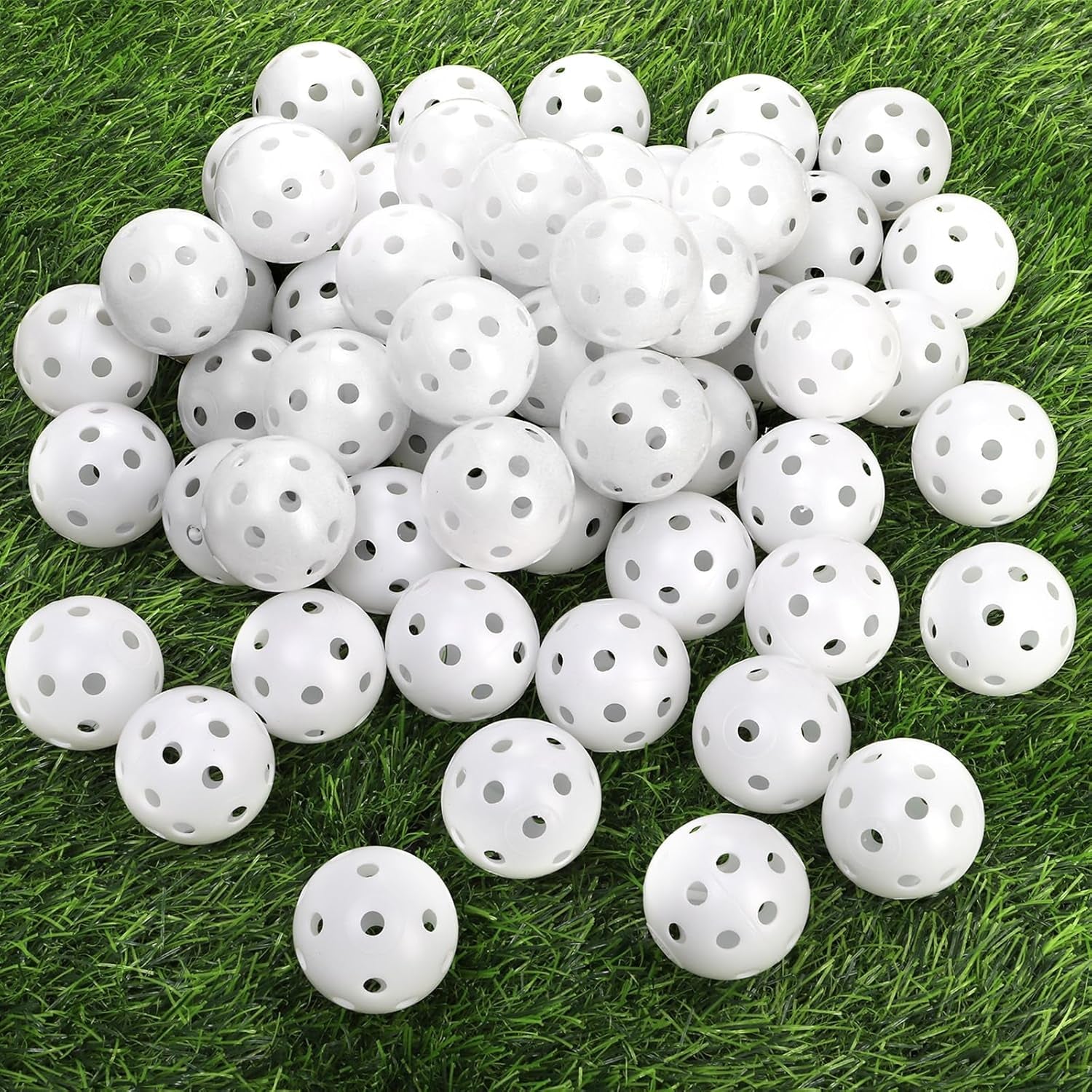100 Pack Practice Golf Balls, Plastic Golf Training Balls 41Mm Hollow Airflow Golf Balls for Driving Range, Swing Practice, Indoor Outdoor Use, White