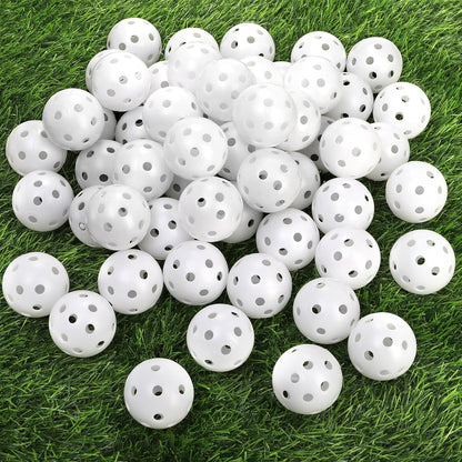 100 Pack Practice Golf Balls, Plastic Golf Training Balls 41Mm Hollow Airflow Golf Balls for Driving Range, Swing Practice, Indoor Outdoor Use, White