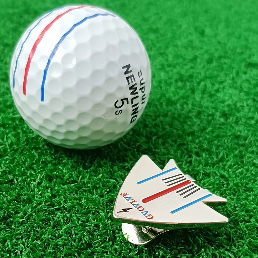 1Pc Golf Putting Alignment Aiming Tool Ball Marker with Magnetic Hat Clip Aircraft Pattern，Golf Training Accessories，For Golfer