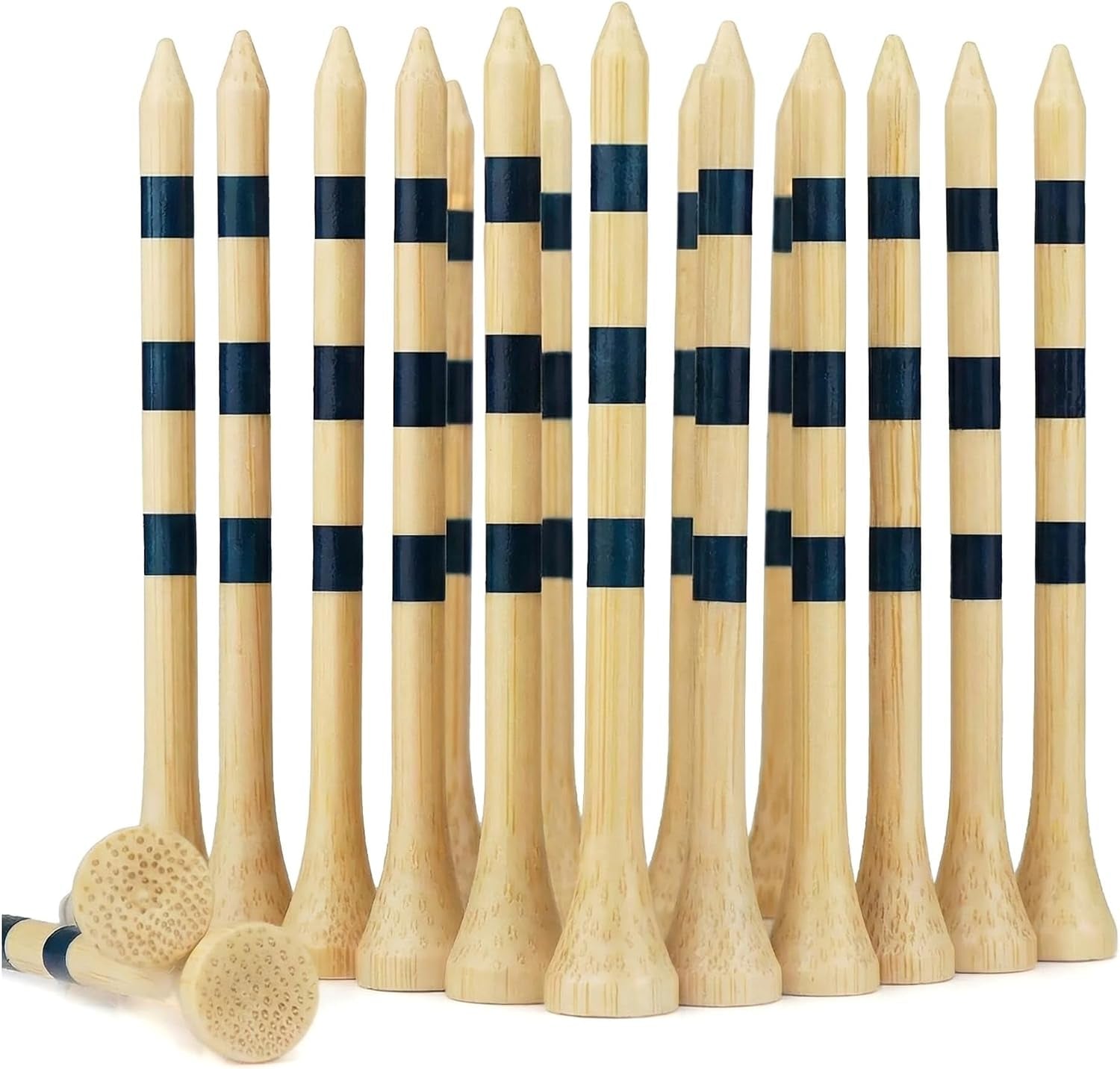 3-1/4 Inch Graduated Wood Golf Tees with 3 Height Mark Lines, 100 Pack Natural Hardwood Durable Golf Ball Tees, Adjustable Height Marking Wood Tees for Men Women Golf Practice & Training