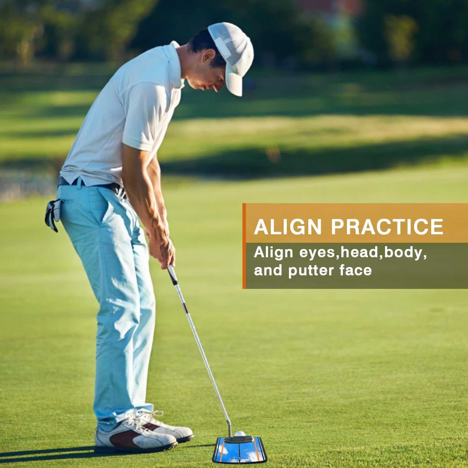 Golf Putting Mirror, Putting Mirror Training Aid for Golf with Putter Line,Golf Training Putters for Beginners