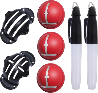 7Pcs Impact Ball Liner Set, Golf Ball Line Marker Tool, Golf Alignment Line Drawing Kit for Putting, Swing Practice & Training