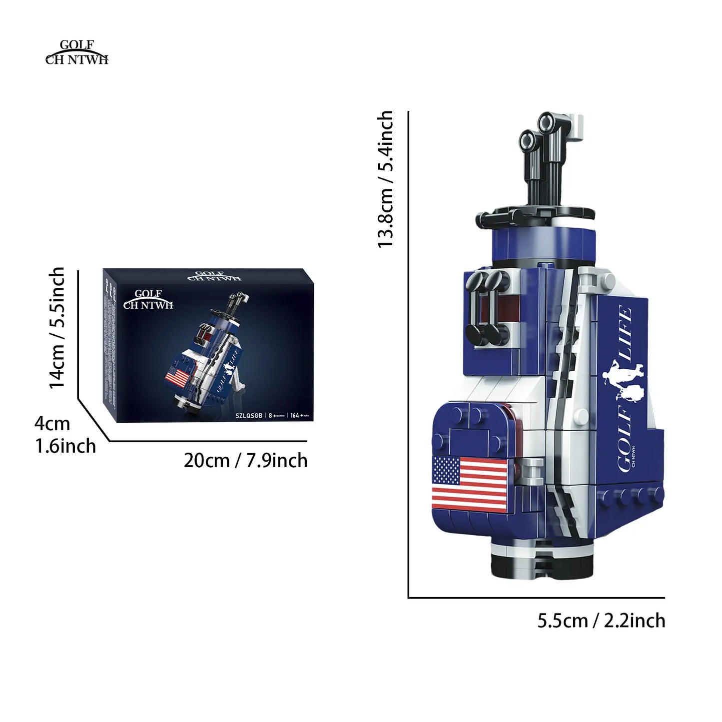 Golf Bag Toy Building Set Compatible with Lego Golf - Golf Party Decor, Desk Decor, Gag Golf Gift