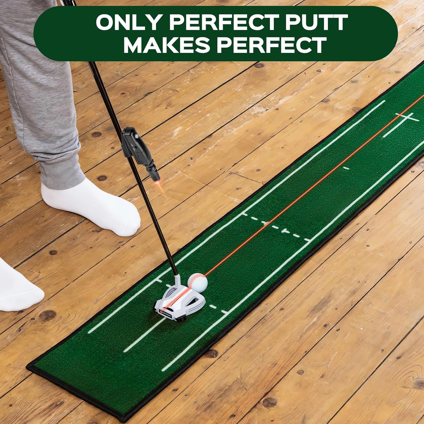 Indoor Golf Putting Training Aid with Two Modes, Alignment Tool for Precision Putting, Red Line Putting Trainer, Cool Golf Gift for Golfers