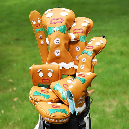 Funny Golf Club Head Cover Driver Headcover Fairway Wood Headcover Hybrid Club Head Cover Brown Monster Cookie