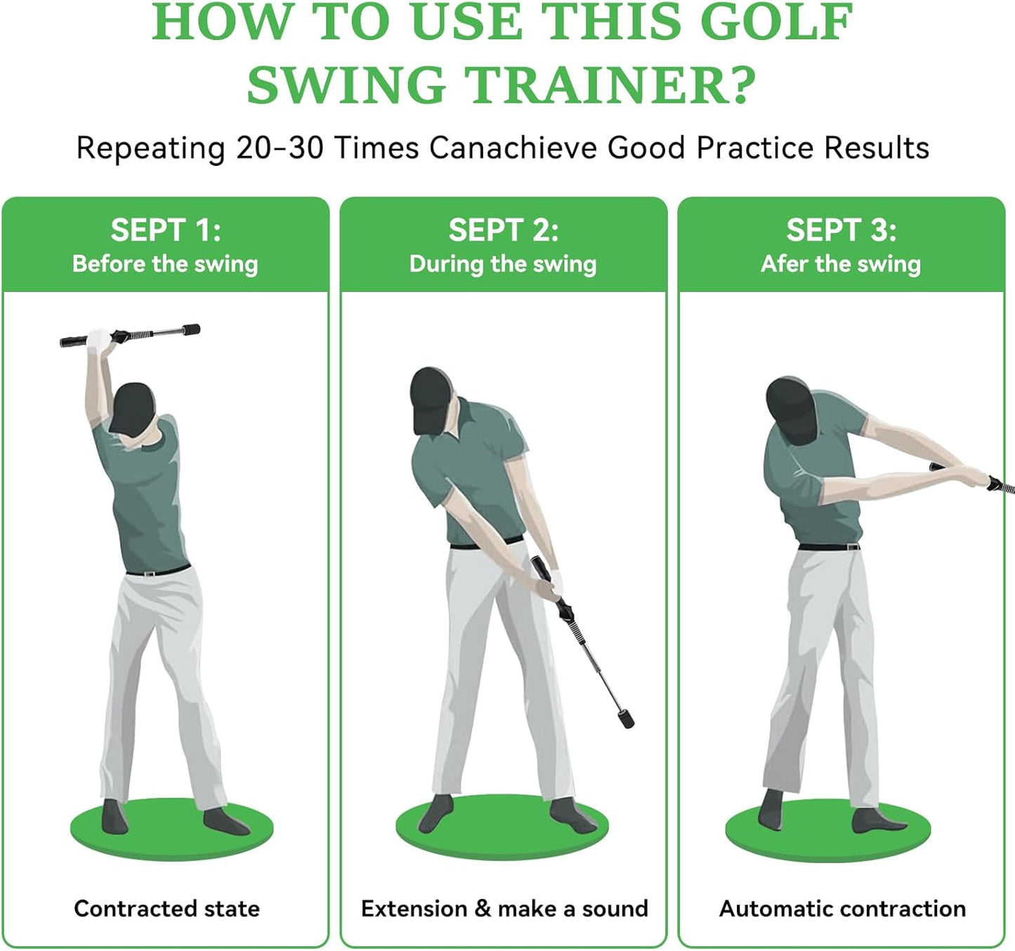 Golf Swing Training Aid, Retractable Golf Grip Trainer for Golf Training, Golf Swing Trainer with Arm Band for Warm-Up, Right-Handed Grip Trainer Golf Club for Indoor & Outdoor Use